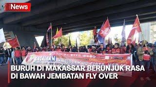 Ratusan Peserta Aksi Hari Buruh di Makassar Berunjuk Rasa di Bawah Jembatan Fly Over