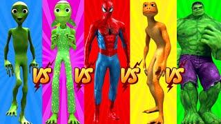 dance challenge dame tu cosita vs spiderman vs hulk vs me kemaste  Alien Green dance challenge 