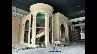 Beige marble spiral staircase made in China factory|Optimustone