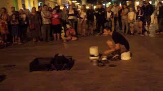 Drummer street performer in Wroclaw