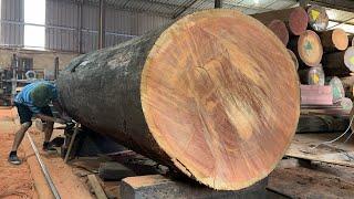 Wood Cutting Skills - Operating Extra Large Saws, Beautifully Sawing Planks From Cheesy Wood