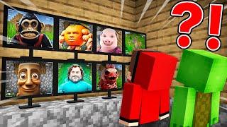 JJ and Mikey Watching for Scary MONSTERS on CAMERAS in Minecraft! - Maizen