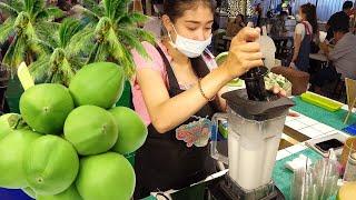 Coconut Fresh Smoothie Frappe Slushy Coconut Water Street Food Thailand | Food News Video