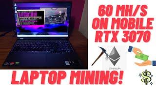 RTX 3070 Laptop GPU mining at 60 mh! Return on Investment and Profits! Legion 5 Mining!