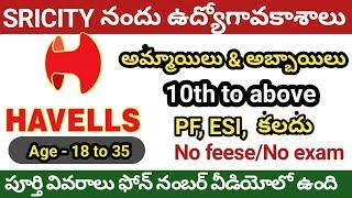 Sricity Loni Havells Company Nandu Udyogaavakaasalu - Male And female Jobs - 10Th Above Qualificatio