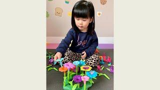 自製可愛花園 | 開箱有趣玩具 | Flower Garden Building Toy Unboxing | Fun Stacking Toy Gift For Toddlers