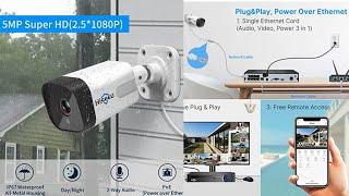 16CH Expandable] Hiseeu 5MP PoE Security Camera System