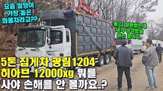 5톤 집게차 광림 1204 히아브 12000xg 둘 중 뭐를 사야 손해를 안 볼까요..? "일당 가장 높은 화물차"