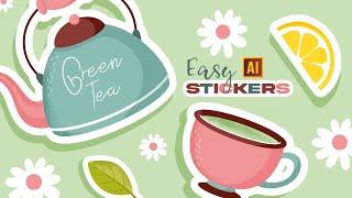 HOW TO DRAW AN EASY STICKERS WITH WATERCOLOR TEXTURE | TUTORIAL IN ADOBE ILLUSTRATOR