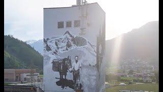 Freiluftmuseum im Mölltal - EU.Kunstwände: Lagerhaus-Turm, Obervellach