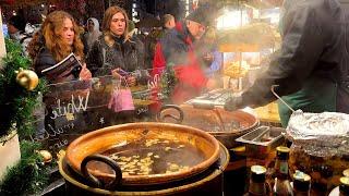 Christmas Market in Budapest, Hungary. Best Hungarian Food! Hungarian Street Food!!