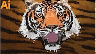 How To Create Vecto Art |(Animal)(Tiger)| Vector Art (Adobe Illustrator) (Speed Art)