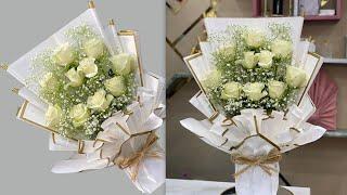 10 roses arrange flowers Bouquet. || flower wrapping techniques || Flower Bouquet arrangement