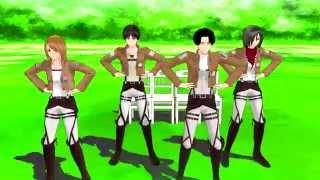 (進撃の巨人)【Shake It Off! - Petra, Eren, Levi & Mikasa】MMD