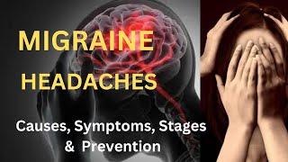 Migraine - Causes, Symptoms, Stages (prodrome , Aura, Migrane attack, postdrome )and prevention.