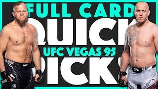 UFC Vegas 95 QUICK PICKS | FULL CARD PREDICTIONS | Tybura vs Spivak | Jacob's Picks