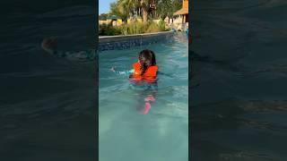 Little Girl FirstTime Walking By Herself In The Lazy River #shorts #subscribe #trending #viral