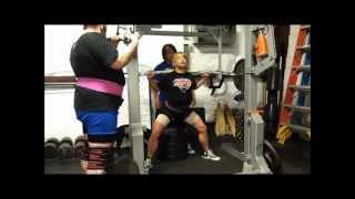 Chris Schaeffer - 235lb + 120lb Chain Buffalo Bar Box Squats at The Sweatt Shop