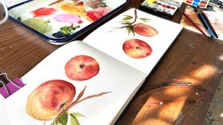 Let's paint Peaches (Watercolor Journal Day 122)