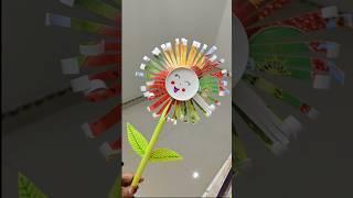 cute sunflowercraft using disposable glass|easy and simple paper craft idea for kids#trending#viral