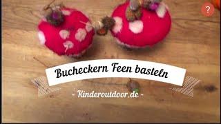 Kinder Outdoor basteln: Bucheckern Feen 