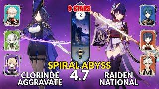 New 4.7 Spiral Abyss│Clorinde Aggravate & Raiden National | Floor 12 - 9 Stars | Genshin Impact