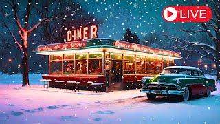 1950's Night in Winter season: Cozy Piano Songs & Vintage Ambience ️