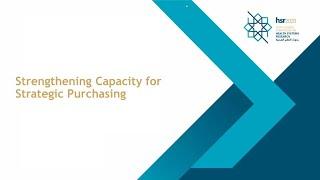 HSR2020 SPARC Satellite Session: Strengthening Capacity for Strategic Purchasing