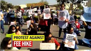 Gurugram: Parents protest outside private school premises against hike in fee, annual charges