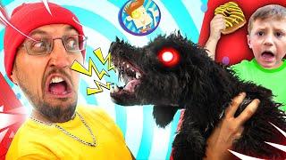 MY PUPPY, HE CRAZY!  The JAWS DOG + Square Donuts (FV Family Vlog)