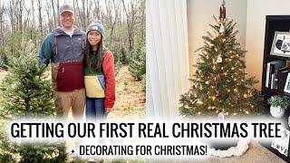 VLOG | Our First REAL CHRISTMAS TREE | Decorating for Christmas + Ornament Story-time