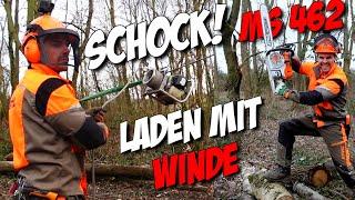 ️Schockmoment! Holz laden mit Winde #ms462 #stihl #firewood #winch #spillwinde