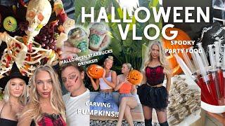 HALLOWEEN PARTY VLOG | Starbucks Halloween drinks, carving pumpkins, baking + more!