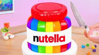 Perfect Miniature Chocolate Cake Decorating | Sweet Tiny Nutella Rainbow Cake Design by Mini Cakes