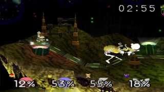 Super Smash Bros. Matches - Free-For-All on Zebes (Mario / Pikachu / Fox / Captain Falcon)