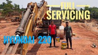 Hyundai 220 LC 7 Excavator / Poclain Full Service सभी विवरण के साथ Engine oil,Track motor oil ect.