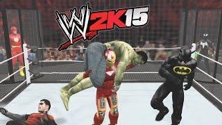 WWE 2K15 - IRONMAN VS BATMAN VS ROBIN VS HULK VS FLASH VS SPIDER-MAN BLACK