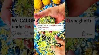 We CAUGHT our son HIDING spaghetti under his pillow #reddit #youtube #funny #shorts