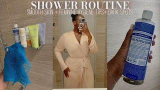 MY SHOWER & BODY CARE ROUTINE 2021 | FEMININE HYGIENE TIPS + SOFT SKIN + FADE DARK SPOTS |AMINACOCOA