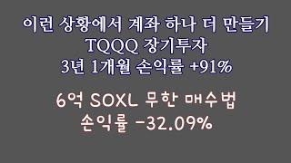 이런 상황에서 계좌 하나 더 만들기 TQQQ 장기투자 3년 1개월 손익률 +91% / 6억 SOXL 무한 매수법 손익률 -32.09%