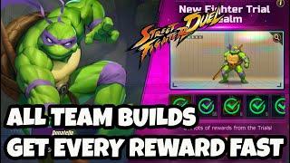 CLEAR DONATELLO TRIAL REALM Team builds to get all rewards Street Fighter Duel TNMT COLLAB