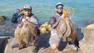 Fall Jetty Flounder Fishing Limits of BIG FLOUNDER (Catch & Cook)