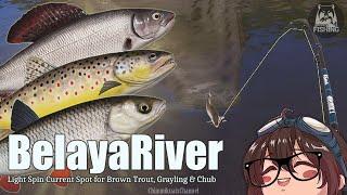 (Russian Fishing 4) Belaya River Light Spin Current Spot for Brown Trout, Grayling & Chub!