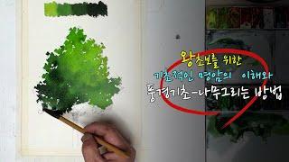 수채화 기초-1/나무를 그리는 방법-1/풍경수채화 기초/How to draw a tree for beginners