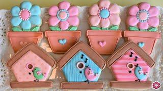 How to Decorate Flower Pot and Birdhouse Cookies