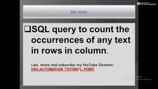 SQL query to count the occurrence of any text in rows
