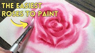 The EASIEST Way To Paint Watercolor Roses