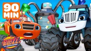 90 MINUTES of Crusher Building Robots to CHEAT!  | Blaze and the Monster Machines