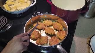 Cooking Bajan Style Codfish Fritters for a Client / In Home Chef/Recording