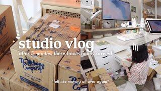 STUDIO VLOG  168 kg of boxes from NZ finally arrived | unboxing, organizing, studio reveal & tour!